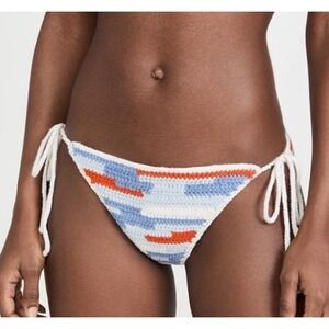 Sea New York Crochet Bikini Bottom Blue/Orange Cream Wool Large Cottagecore Boho
